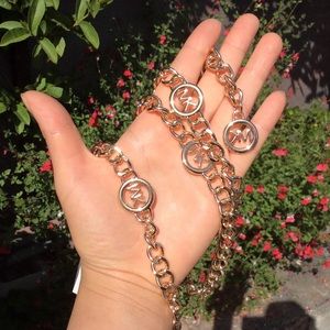 Michael Kors MK Logo Gold Tone Hamilton Chain Belt